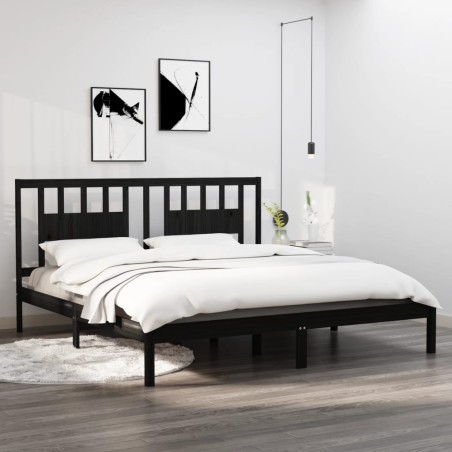 Giroletto Nero in Legno Massello 180x200 cm 6FT Super King