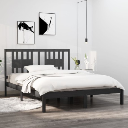 Giroletto Grigio in Legno Massello 150x200 cm 5FT King Size