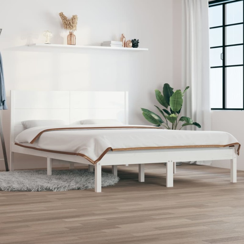 vidaXL Giroletto senza Materasso Bianco 140x200 cm Legno Massello Pino vidaXL Giroletto senza Materasso Bianco 140x200 cm Legno Massello Pino