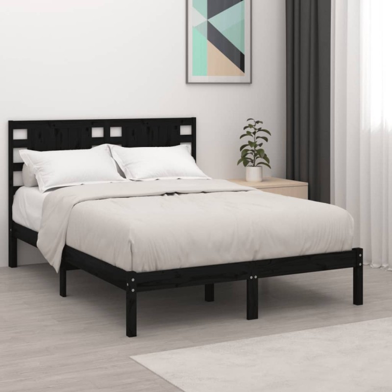 Giroletto Nero in Legno Massello 150x200 cm 5FT King Size Giroletto Nero in Legno Massello 150x200 cm 5FT King Size