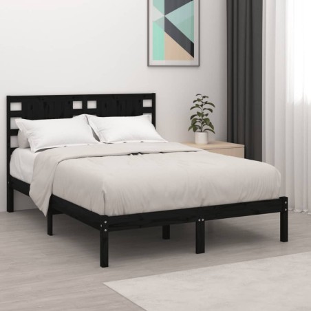 Giroletto Nero in Legno Massello 150x200 cm 5FT King Size