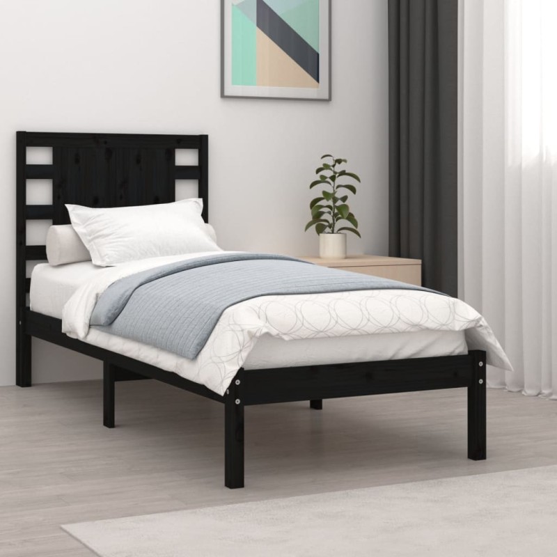 Giroletto Nero in Legno Massello 75x190 cm 2FT6 Small Single Giroletto Nero in Legno Massello 75x190 cm 2FT6 Small Single
