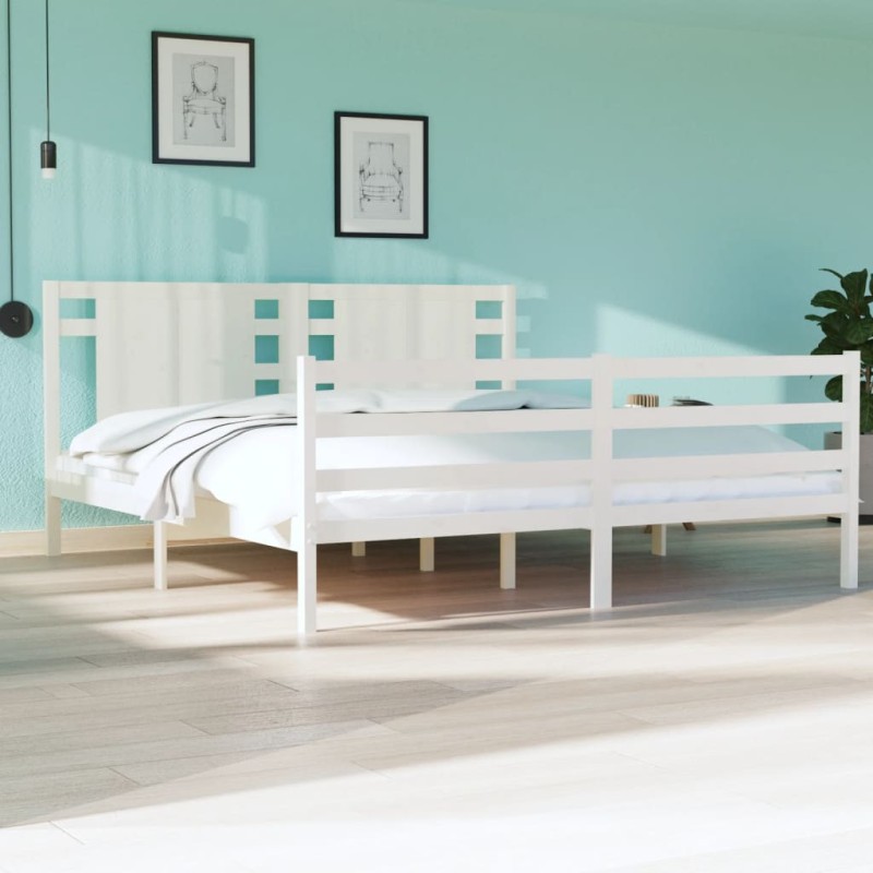 Giroletto Bianco Legno Massello Pino 180x200 cm 6FT Super King Giroletto Bianco Legno Massello Pino 180x200 cm 6FT Super King