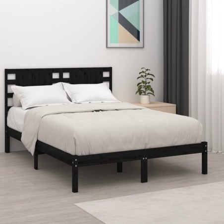 Giroletto Nero in Legno Massello 120x190 cm 4FT Small Double