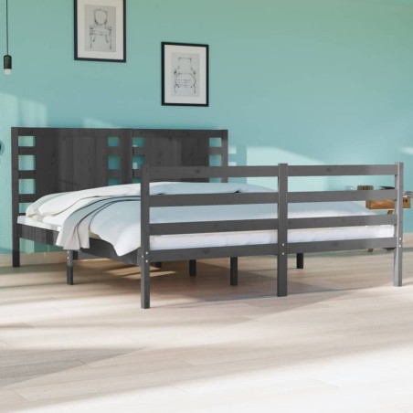 Giroletto Grigio in Legno Massello Pino 135x190 cm 4FT6 Double