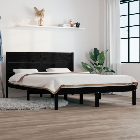 Giroletto Nero in Legno Massello 150x200 cm 5FT King Size