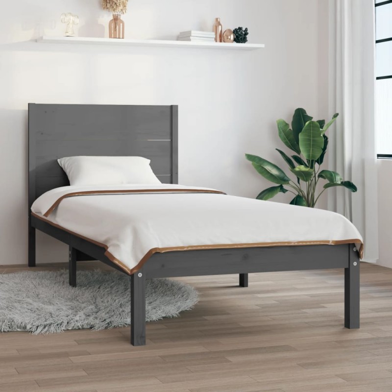 Giroletto Grigio in Legno Massello 90x190 cm 3FT Single Giroletto Grigio in Legno Massello 90x190 cm 3FT Single
