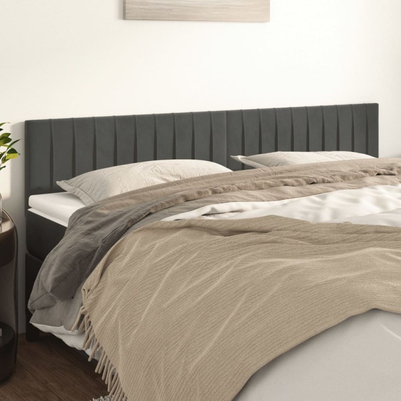Testiere 2 pz Grigio Scuro 100x5x78/88 cm in Velluto Testiere 2 pz Grigio Scuro 100x5x78/88 cm in Velluto