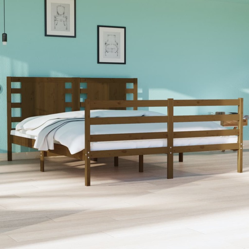 Giroletto Miele in Legno Massello di Pino 135x190cm 4FT6 Double Giroletto Miele in Legno Massello di Pino 135x190cm 4FT6 Double