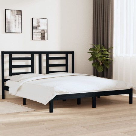 Giroletto Nero in Legno Massello 180x200 cm 6FT Super King