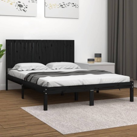 Giroletto Nero in Legno Massello 180x200 cm 6FT Super King