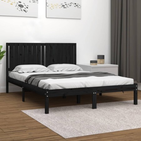 Giroletto Nero in Legno Massello 150x200 cm 5FT King Size