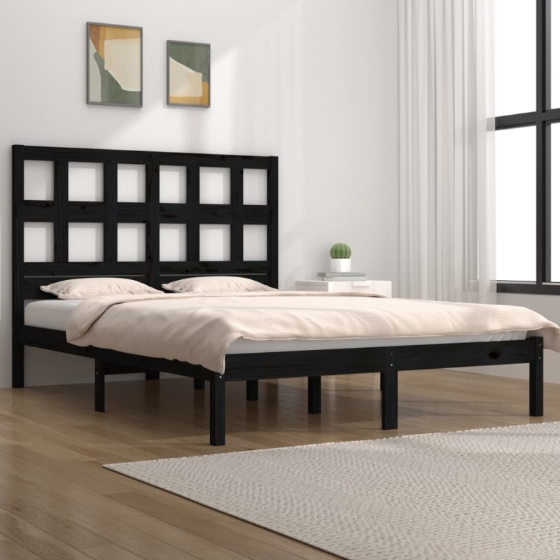 Giroletto Nero in Legno Massello 180x200 cm 6FT Super King Giroletto Nero in Legno Massello 180x200 cm 6FT Super King