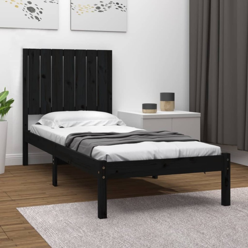 Giroletto Nero in Legno Massello 75x190 cm 2FT6 Small Single Giroletto Nero in Legno Massello 75x190 cm 2FT6 Small Single