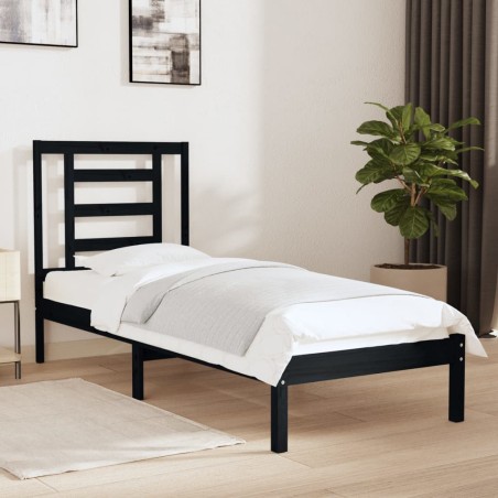 Giroletto Nero in Legno Massello 75x190 cm 2FT6 Small Single