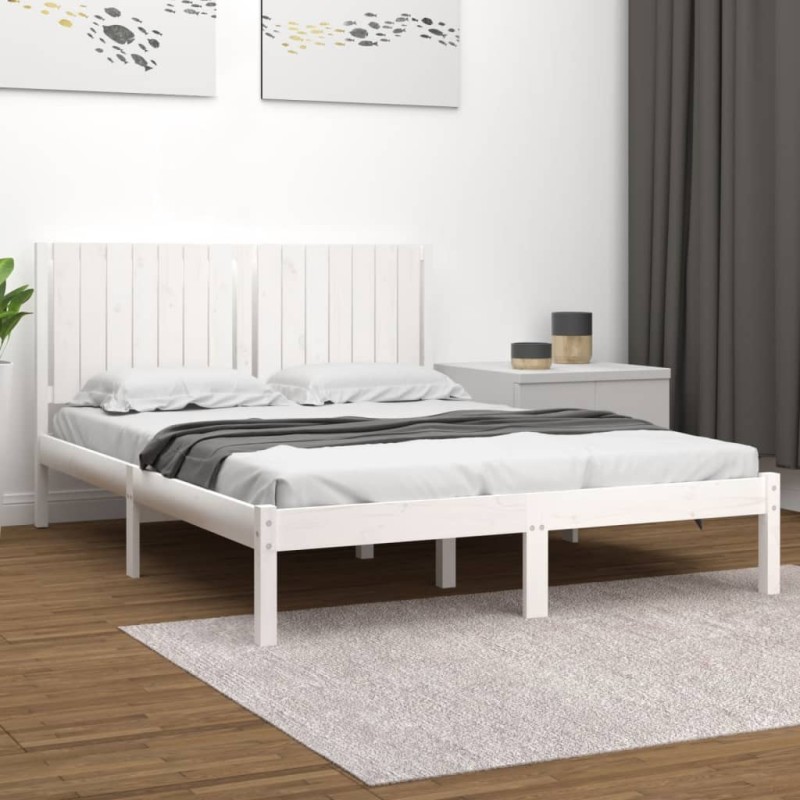 vidaXL Giroletto senza Materasso Bianco 160x200 cm Legno Massello Pino vidaXL Giroletto senza Materasso Bianco 160x200 cm Legno Massello Pino