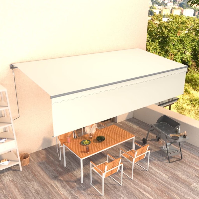 Tenda da Sole Retrattile Automatica con Parasole 6x3 m Crema