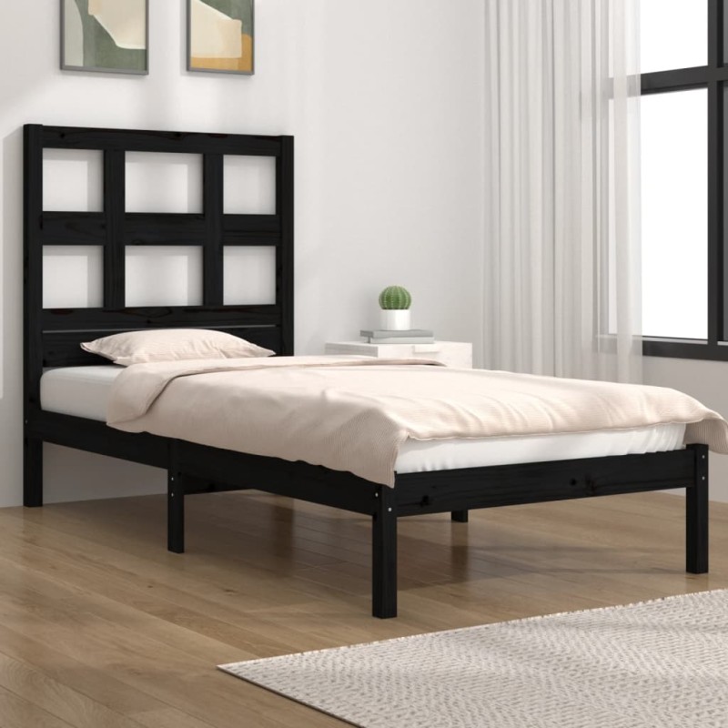 Giroletto Nero in Legno Massello 75x190 cm 2FT6 Small Single Giroletto Nero in Legno Massello 75x190 cm 2FT6 Small Single