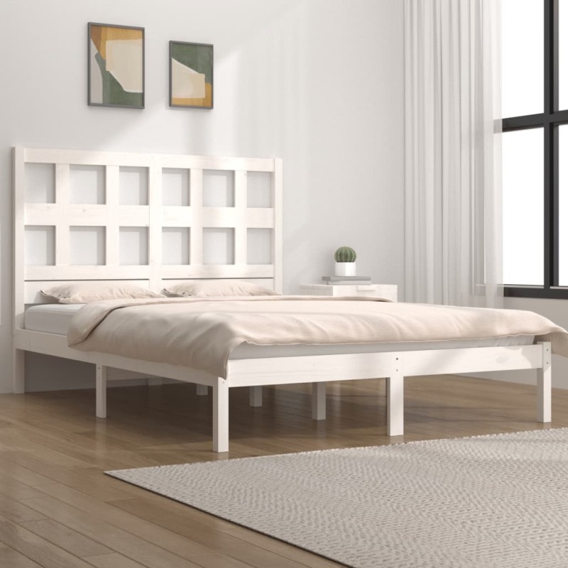 vidaXL Letto senza Materasso Bianco 140x190 cm Legno Massello di Pino vidaXL Letto senza Materasso Bianco 140x190 cm Legno Massello di Pino