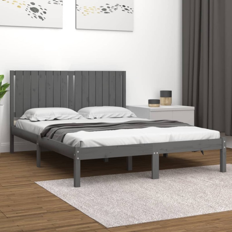 Giroletto Grigio in Legno Massello di Pino 160x200 cm