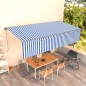 Tenda Sole Retrattile Automatica con Parasole 6x3 m Blu Bianca Tenda Sole Retrattile Automatica con Parasole 6x3 m Blu Bianca