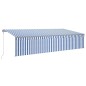 Tenda Sole Retrattile Automatica con Parasole 6x3 m Blu Bianca Tenda Sole Retrattile Automatica con Parasole 6x3 m Blu Bianca