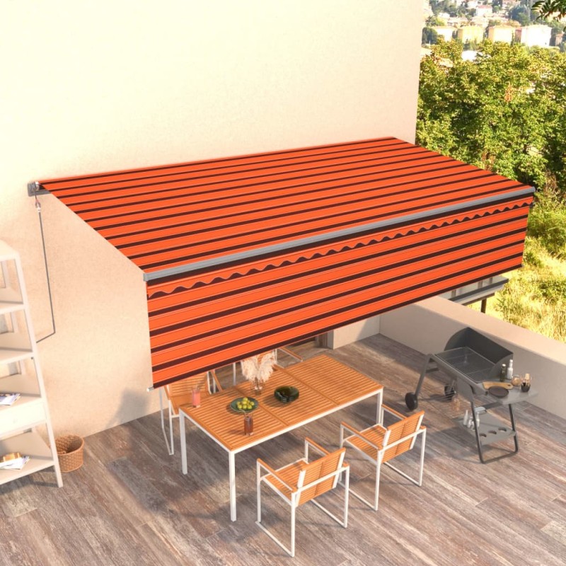 Tenda Retrattile Automatica con Parasole 6x3 m Arancio Marrone