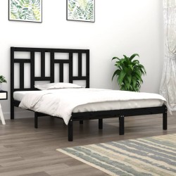 Giroletto Nero in Legno Massello Pino 150x200 cm 5FT King Size