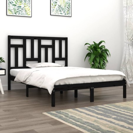 Giroletto Nero in Legno Massello Pino 150x200 cm 5FT King Size