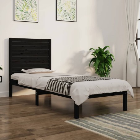 Giroletto Nero in Legno Massello 75x190 cm 2FT6 Small Single
