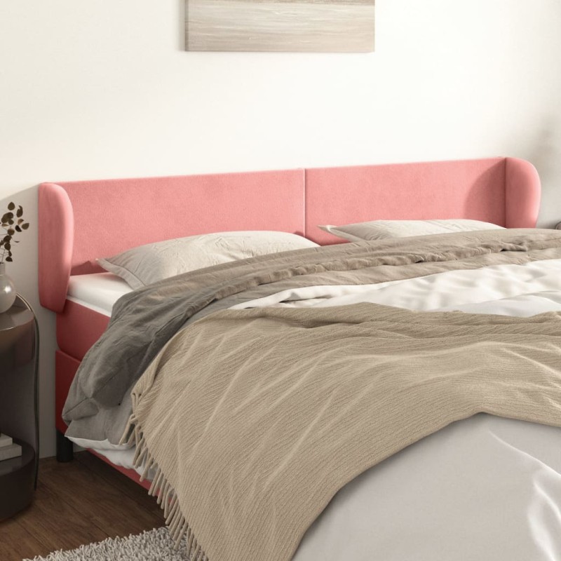Testiera ad Orecchio Rosa 183x23x78/88 cm in Velluto Testiera ad Orecchio Rosa 183x23x78/88 cm in Velluto