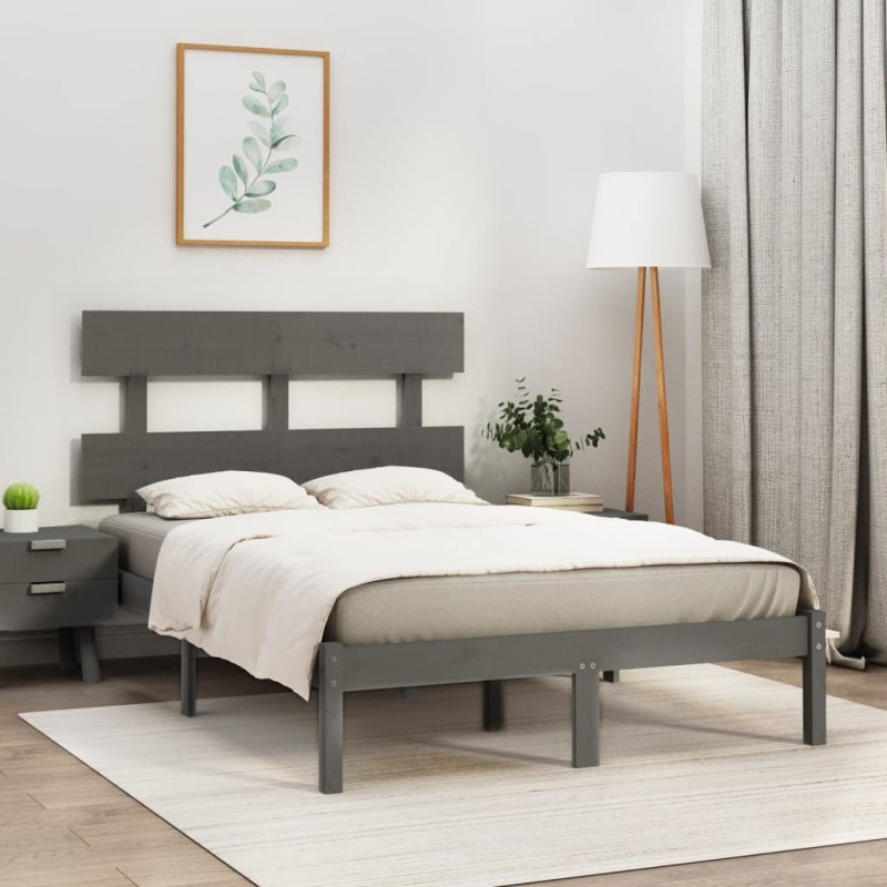 Giroletto Grigio in Legno Massello 150x200 cm 5FT King Size Giroletto Grigio in Legno Massello 150x200 cm 5FT King Size