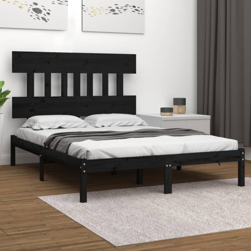 vidaXL Giroletto Nero in Legno Massello 200x200 cm vidaXL Giroletto Nero in Legno Massello 200x200 cm