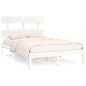 Giroletto Bianco in Legno Massello 135x190 cm 4FT6 Double Giroletto Bianco in Legno Massello 135x190 cm 4FT6 Double