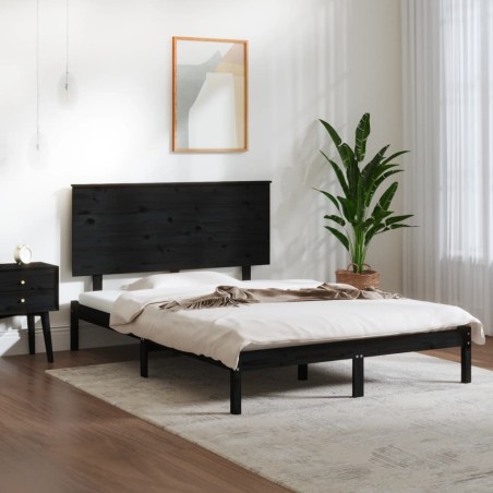 Giroletto Nero in Legno Massello 135x190 cm 4FT6 Double