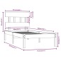 Giroletto Grigio in Legno Massello 90x190 cm 3FT6 Single Giroletto Grigio in Legno Massello 90x190 cm 3FT6 Single