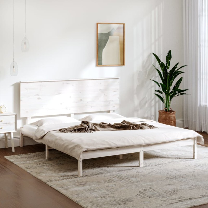 vidaXL Giroletto senza Materasso Bianco 200x200 cm Legno Massello Pino vidaXL Giroletto senza Materasso Bianco 200x200 cm Legno Massello Pino