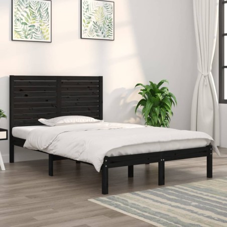 Giroletto Nero in Legno Massello 120x190 cm 4FT Small Double