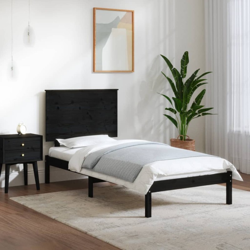 Giroletto Nero in Legno Massello 90x190 cm 3FT Single Giroletto Nero in Legno Massello 90x190 cm 3FT Single