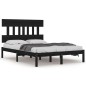 Giroletto Nero in Legno Massello 150x200 cm 5FT King Size Giroletto Nero in Legno Massello 150x200 cm 5FT King Size