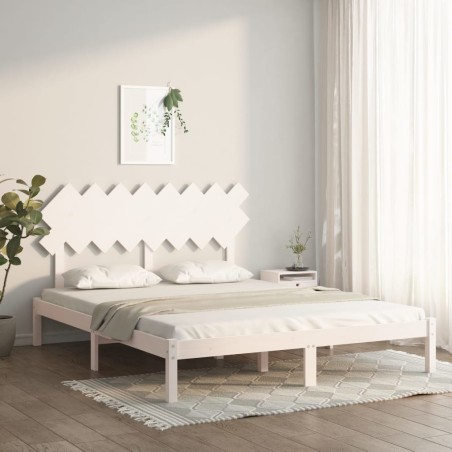 vidaXL Giroletto Bianco 160x200 cm in Legno Massello