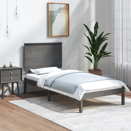 Giroletto Grigio in Legno Massello 90x190 cm 3FT Single