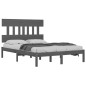 Giroletto Grigio in Legno Massello 135x190 cm 4FT6 Double Giroletto Grigio in Legno Massello 135x190 cm 4FT6 Double