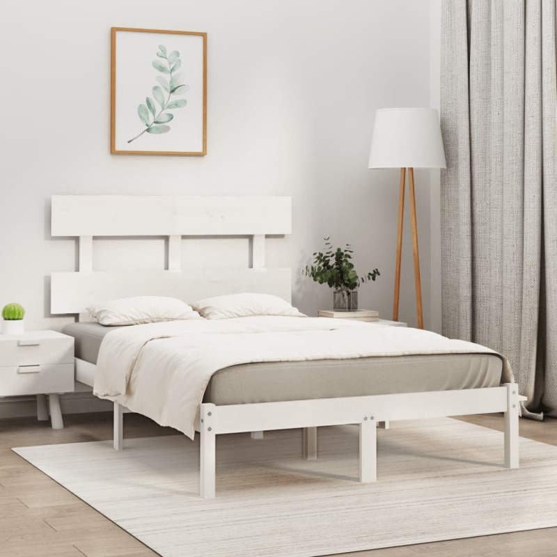 Giroletto Bianco in Legno Massello 150x200 cm 5FT King Size Giroletto Bianco in Legno Massello 150x200 cm 5FT King Size