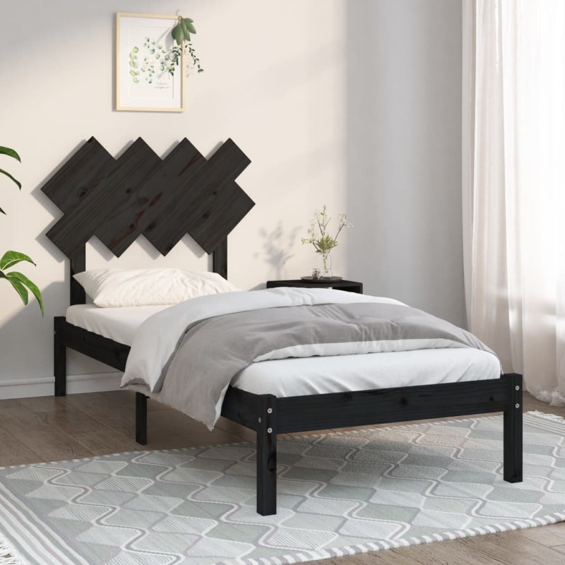 Giroletto Nero 90x190 cm 3FT Single in Legno Massello Giroletto Nero 90x190 cm 3FT Single in Legno Massello