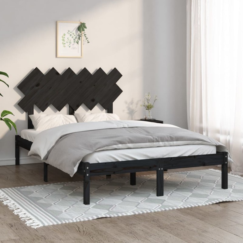 Giroletto Nero 120x190 cm 4FT Small Double in Legno Massello Giroletto Nero 120x190 cm 4FT Small Double in Legno Massello