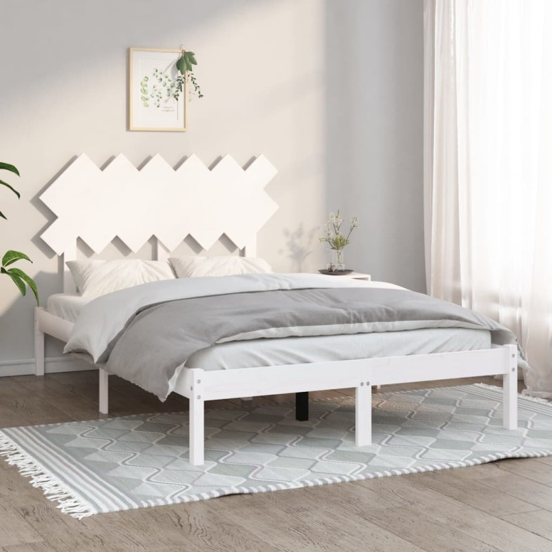 vidaXL Giroletto Bianco 135x190 cm Double in legno Massello vidaXL Giroletto Bianco 135x190 cm Double in legno Massello