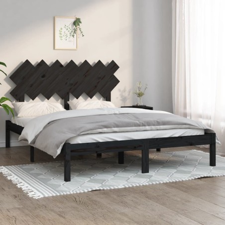 vidaXL Giroletto Nero 140x200 cm in Legno Massello