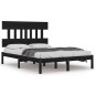 Giroletto Nero in Legno Massello 135x190 cm 4FT6 Double Giroletto Nero in Legno Massello 135x190 cm 4FT6 Double
