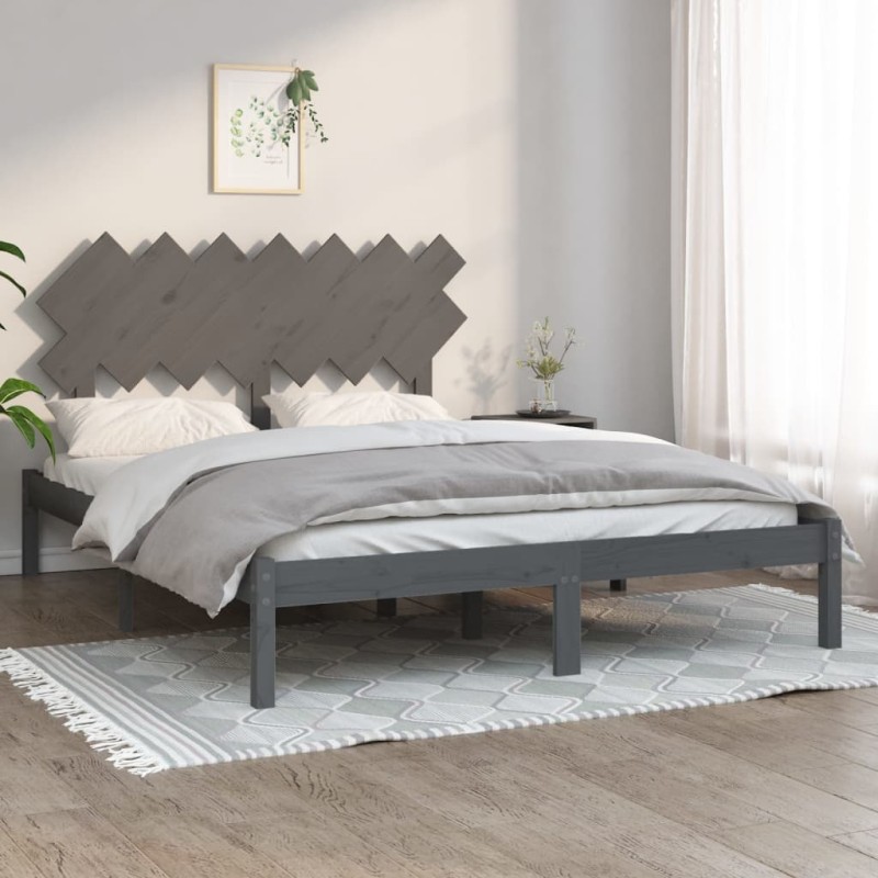 Giroletto Grigio 150x200 cm 5FT King Size in Legno Massello Giroletto Grigio 150x200 cm 5FT King Size in Legno Massello